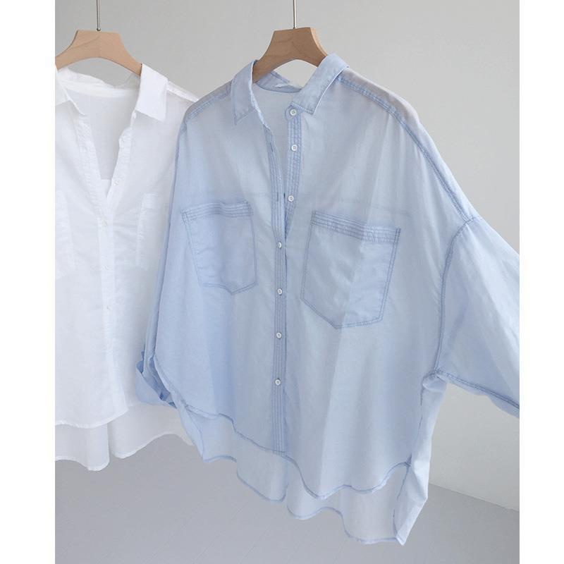 Summer 2023 Thin Sun Protection Clothing Drop Shoulder Cotton Linen