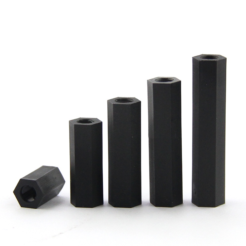 Black Double Way Nylon Column Plastic Isolation Column Hexagonal