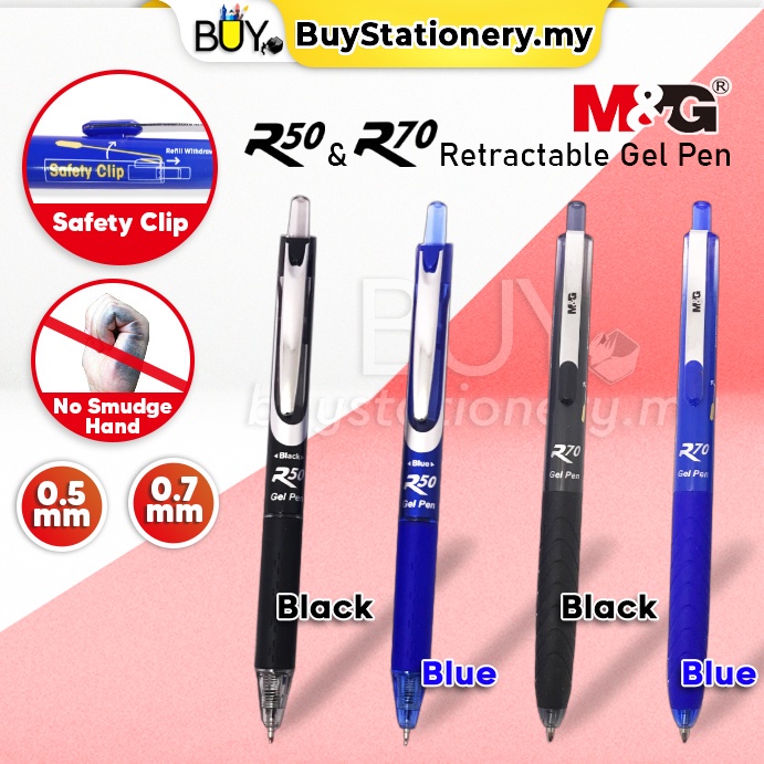 M G R R Retractable Gel Pen Fast Dry Ink Black Blue S