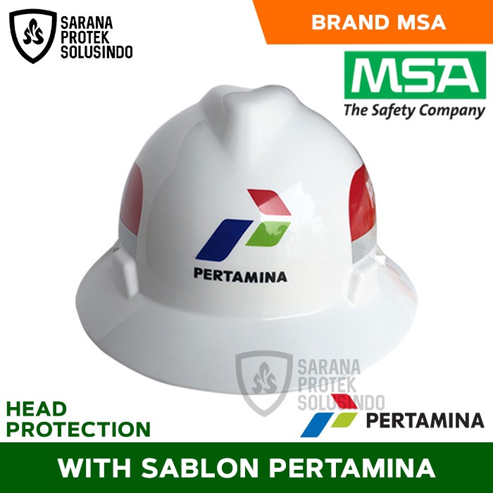 Safety Helmet MSA Fullbrim Fastrac Supension Pertamina Logo Screen