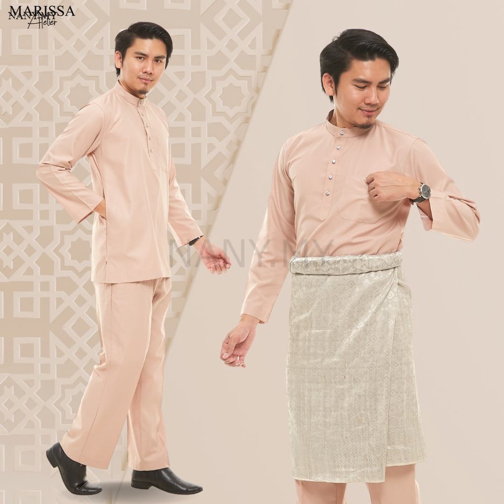 BAJU MELAYU LELAKI DEWASA COTTON LENGAN PANJANG CEKAK MUSANG NUDE