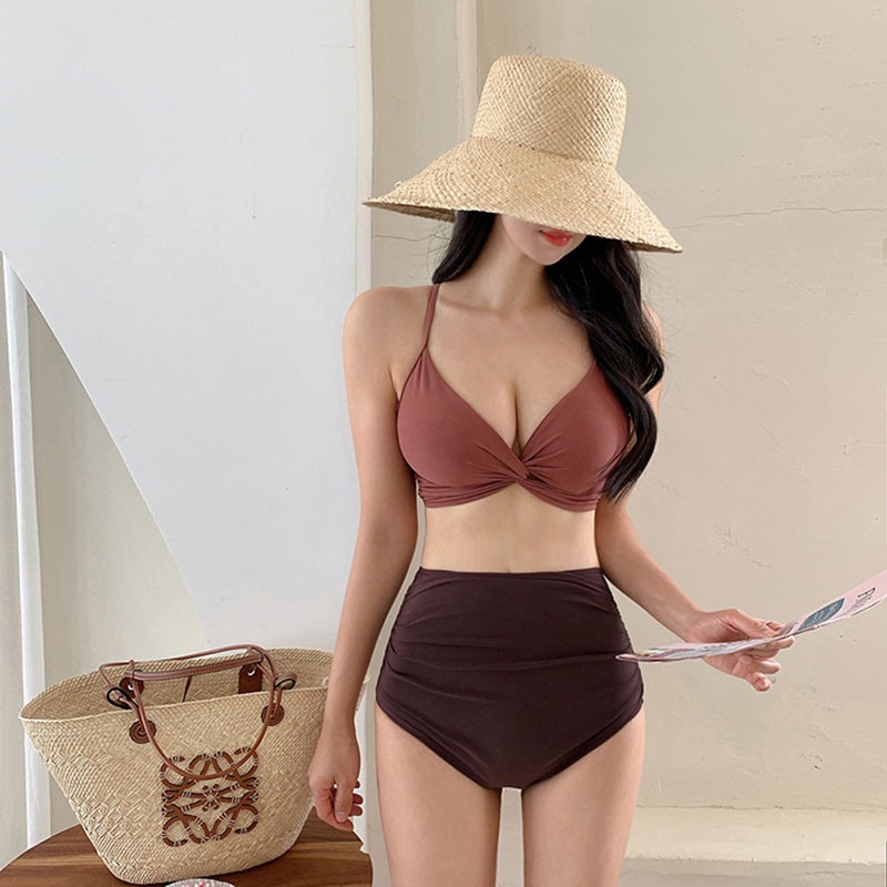 New Women S Sexy Triangle Bikini Split High Waist Swimwear Shopee