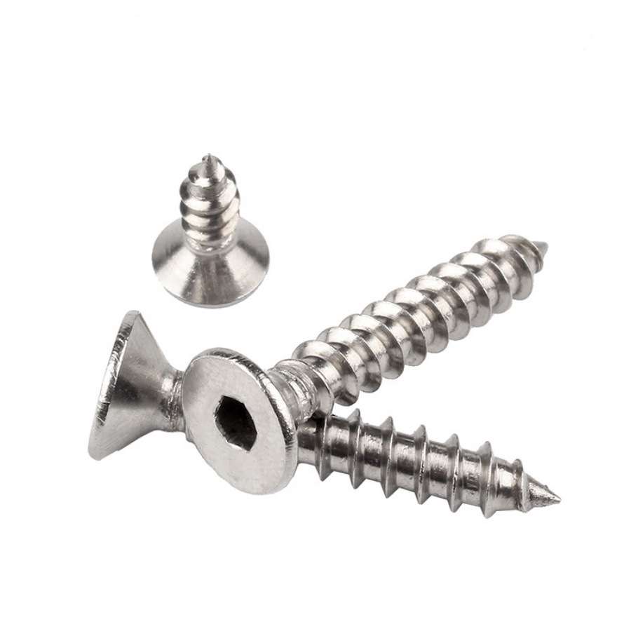 KZS Sus304 Flat Head Hexagon Self Tapping Screw Countersunk Head Self