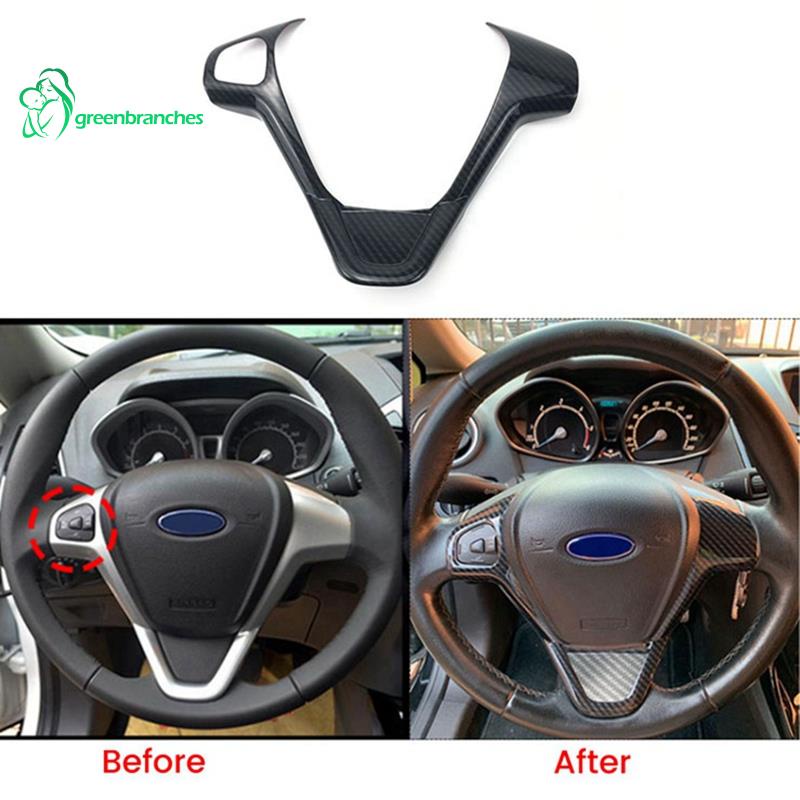 Car Carbon Fiber Steering Wheel Panel Cover Sticker For Ford Fiesta MK7