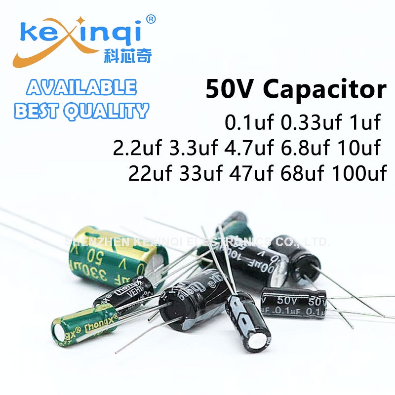 10 50pcs 50V Dip Aluminum Electrolytic Capacitor 0 1uf 0 33uf 1uf 2 2uf