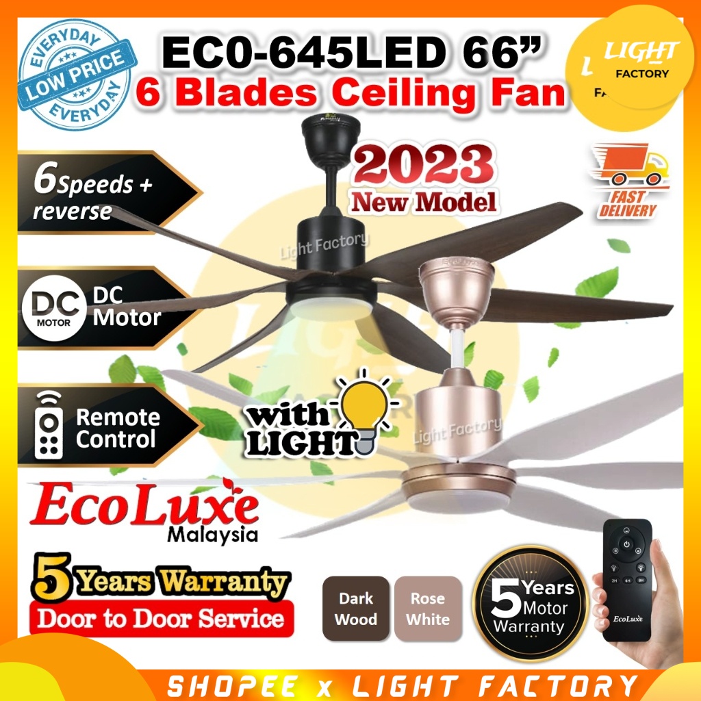 ECOLUXE ECO 645LED 66 6 Blades DC Motor Ceiling Fan With Light 6