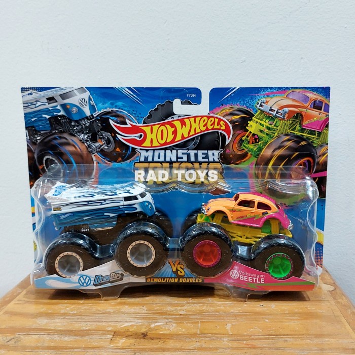 Hot Wheels Monster Trucks Drag Bus Vs Volkswagen Beetle Set 2 Dragbus