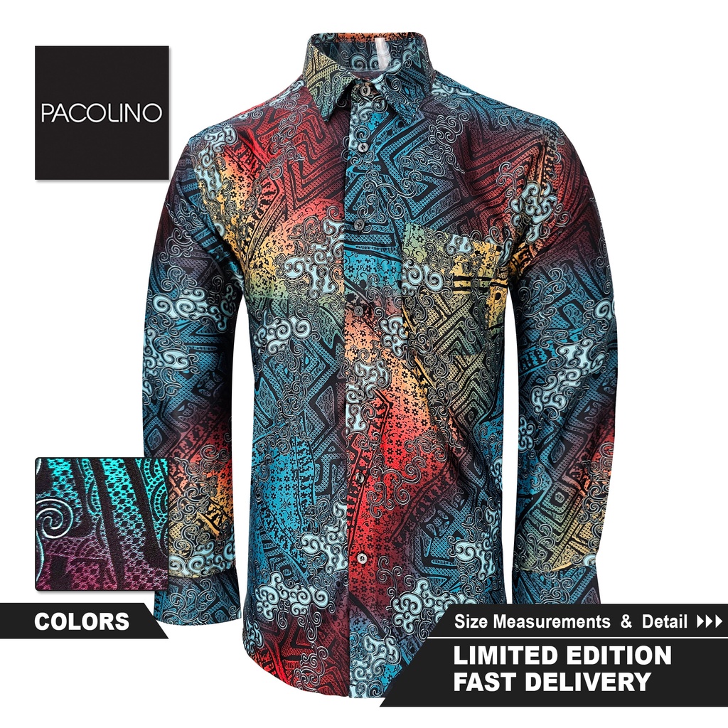 Pacolino Regular Cutting Turquoise Color Malaysia Men Batik Long