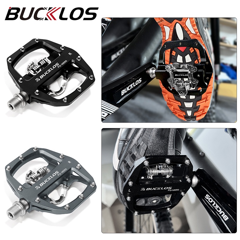 Bucklos Mountain Bike Pedals Fit Spd Lock Flat Bicycle Pedal Clip For