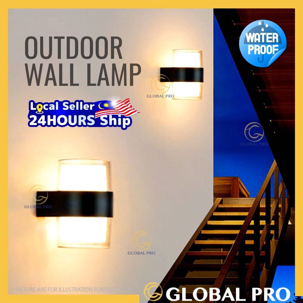 Waterproof Cylinder Dual Led Wall Light Lampu Dinding Decoration Wall