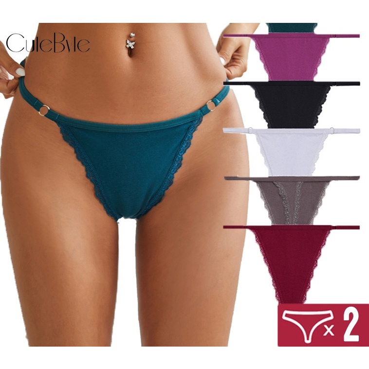 Cute Byte 2PCS Set G String Cotton Panties Sexy Low Waist Women S Thong