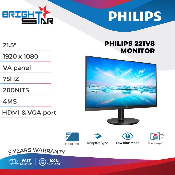 PHILIPS 22 24 PHILIPS 221V8 241V8L6 VA 75HZ FHD MONITOR Shopee Malaysia