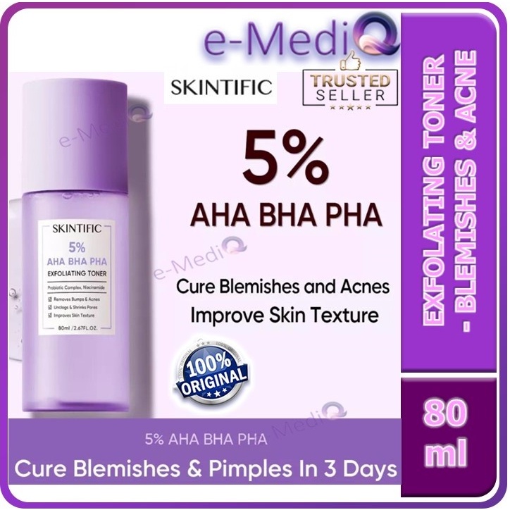 SKINTIFIC 5 AHA BHA PHA Exfoliating Toner Face Exfoliation Facial Glow