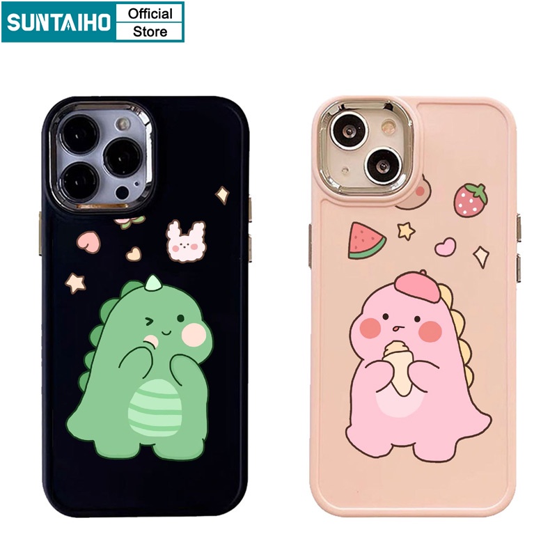 Suntaiho Funny Unique Cute Cartoon Dinosaur Pattern Couple Case For