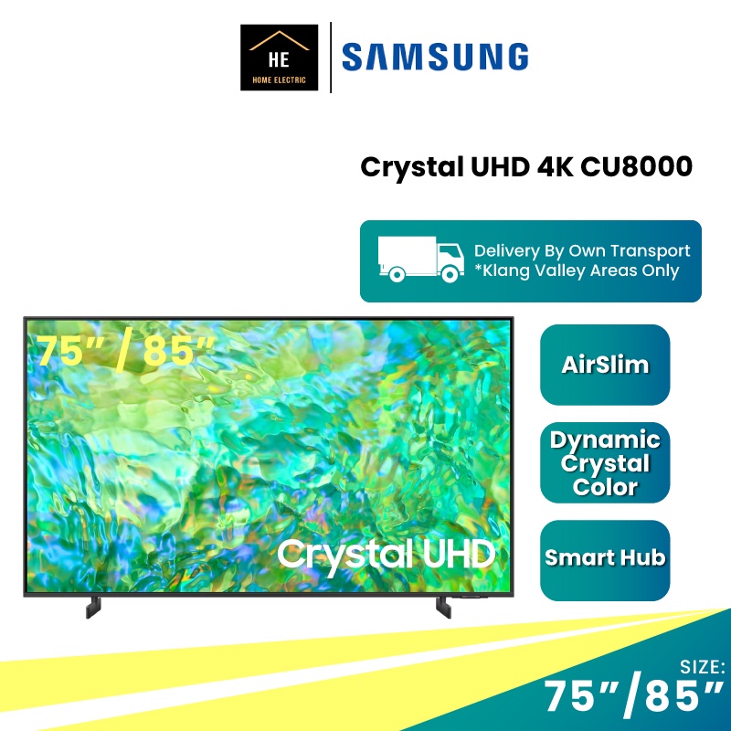 Samsung 75 85 Crystal UHD 4K CU8000 Smart TV Dynamic Crystal Color