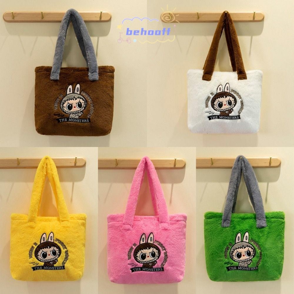 Behooff Labubu Tote Bag Large Capacity Pop Mart Labubu Handbag