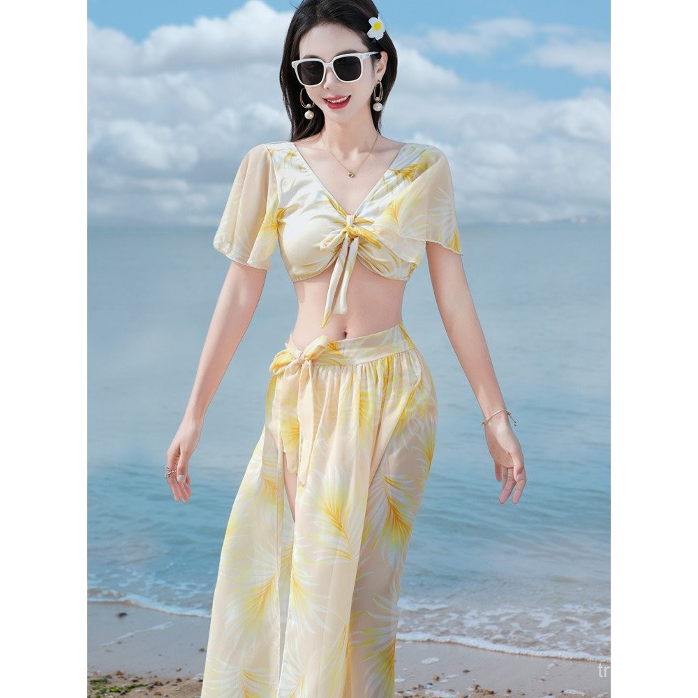 Popular White Camellia Bikini Bikini Seaside Vacation Swimsuit Female