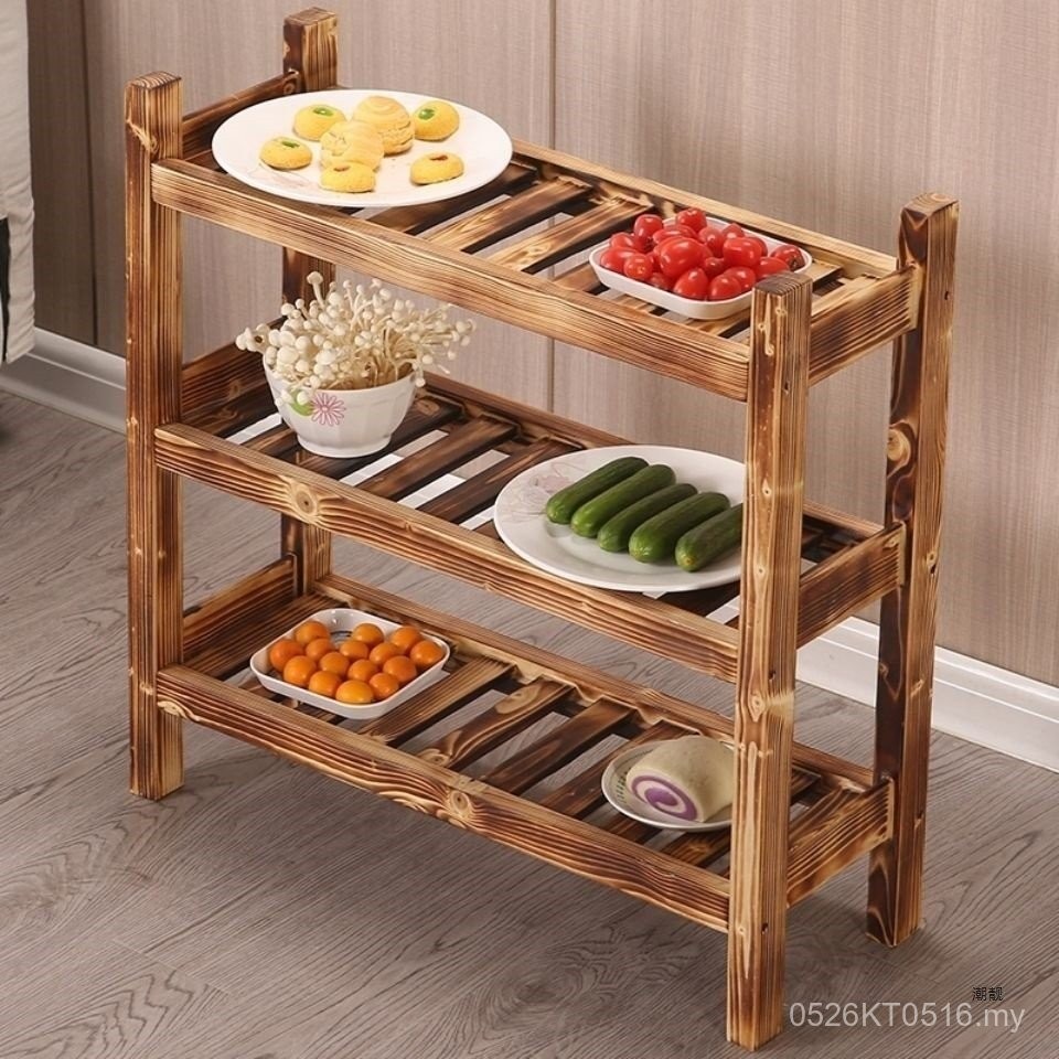 Solid Wood Kitchen Vegetable Hot Pot Restaurant Three Tier Vegetable Rack Vegetable Rack Fire