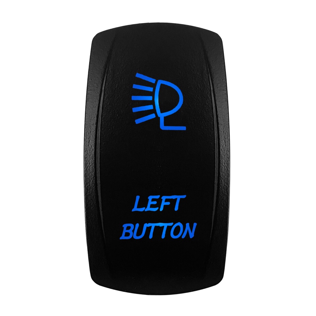 1 X Rocker Switch Logo LEFT BUTTON Pattern Car Boat Blue Led 5 Pin