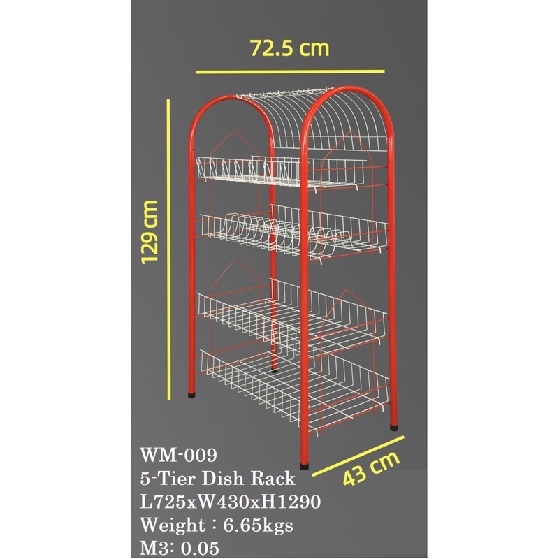 Ready Stock Tier Dish Rack Rak Pinggan Mangkuk Rak Piring Jimat