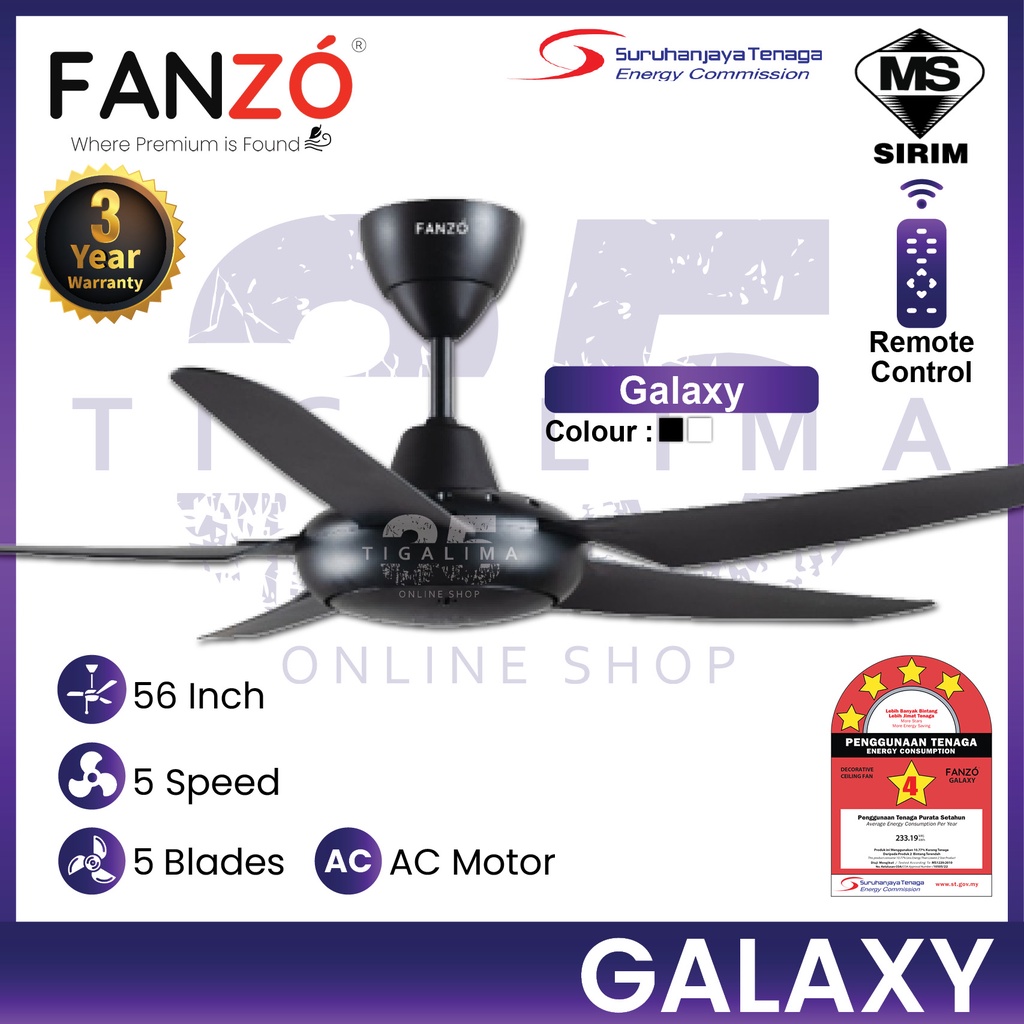 FANZÓ Fan FANZO GALAXY Fan 56 5 Blades 5 Speed AC Motor with Remote