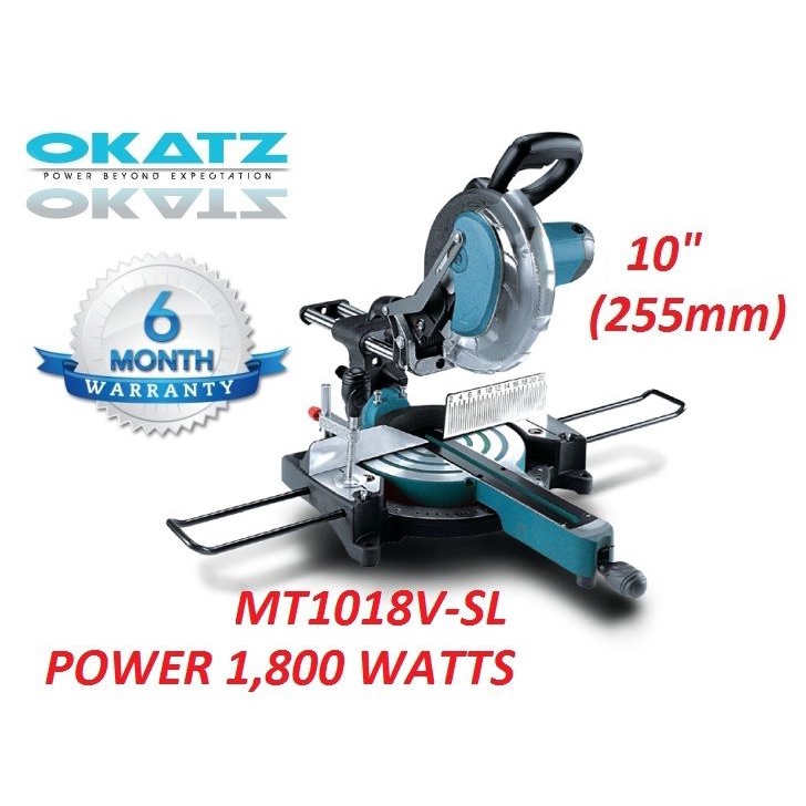 Okatz MT1018V SL 1800W 255mm 10 Inch Slide Miter Saw Wit Laser Guide