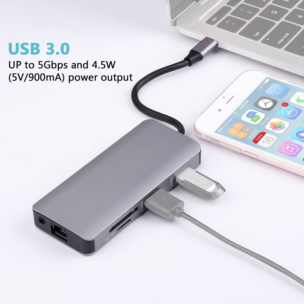 JMT 9 In 1 Docking Station USB 3 0 Hub HDMl Compatible 4K 30Hz VGA