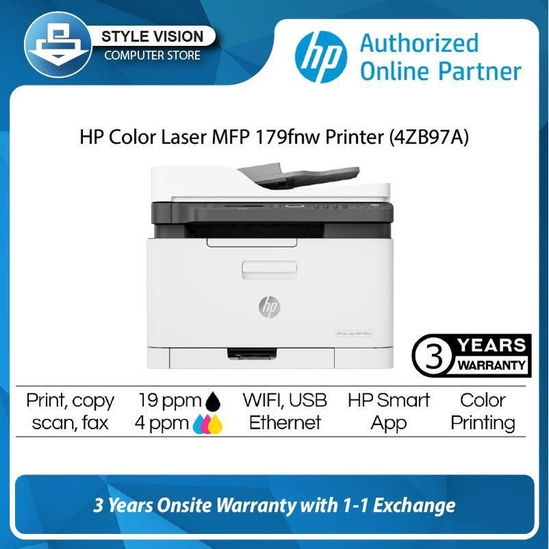 HP Color Laser MFP 179fnw Printer 4ZB97A Shopee Malaysia