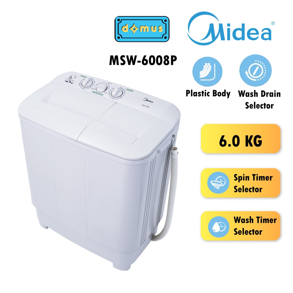 Midea Semi Auto Washing Machine Twin Tub Washer 6kg Mesin Basuh Manual