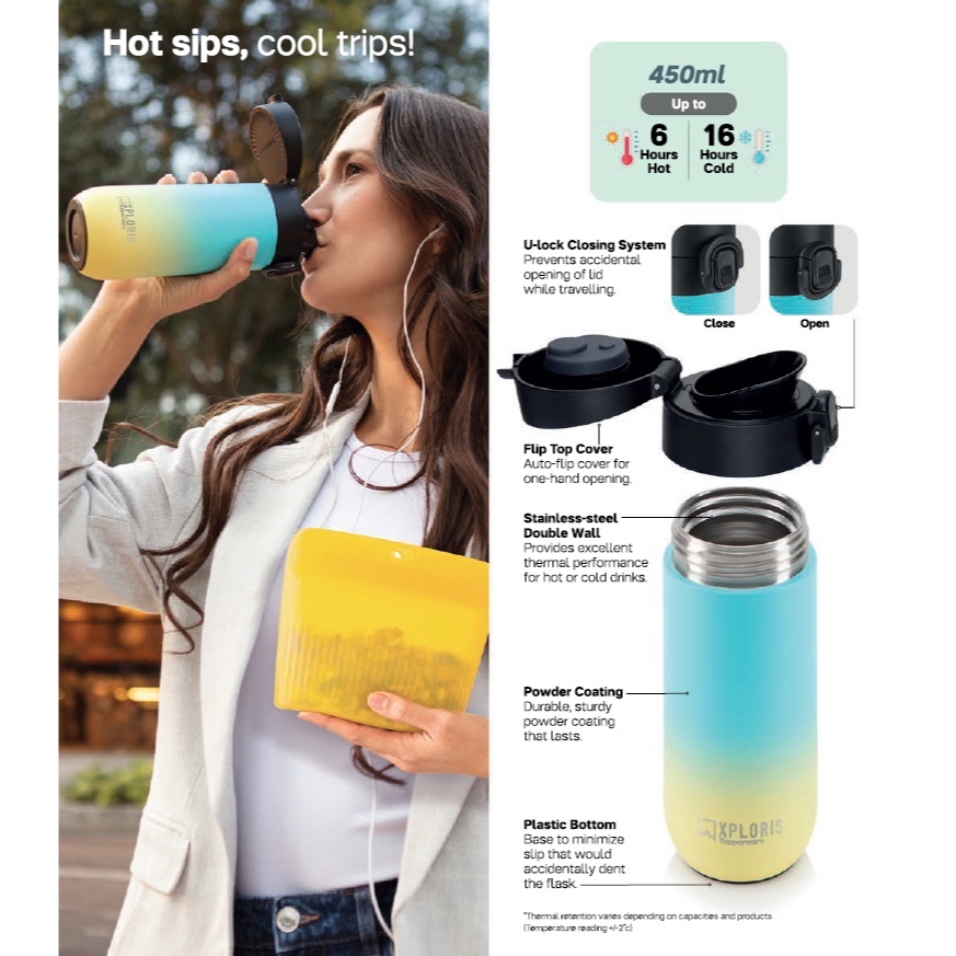 Tupperware Xploris Easy Open Flask 1 450ml Ultimate Silicone Bag