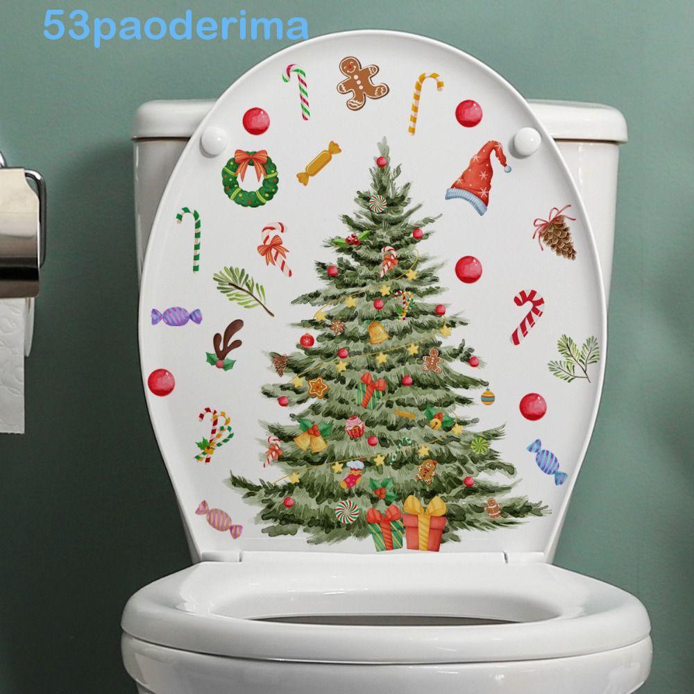 PAODERIMA Xmas Toilet Stickers Snowman Removable Christmas Tree