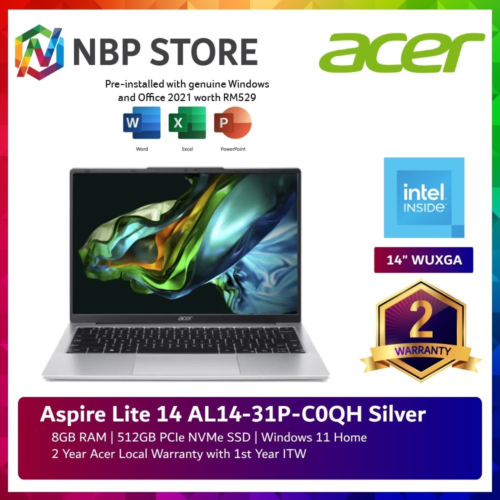 Acer Aspire Lite Al P C Qh Wuxga Laptop Pure Silver N