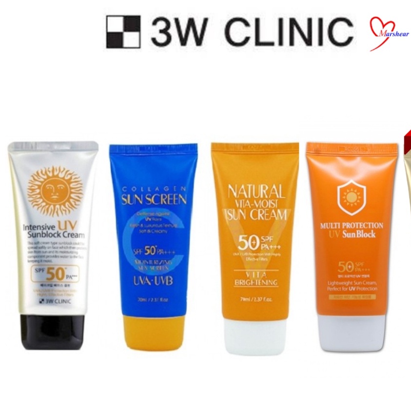 W Clinic Intensive Uv Sun Block Cream Collagen Sunscreen Natural