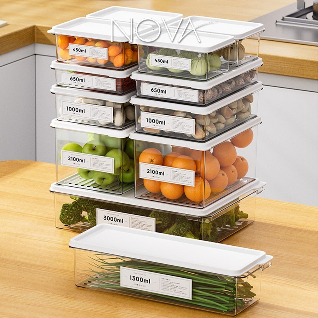 NOVA Transparent Stackable Sealed Crisper Box For Freezer And