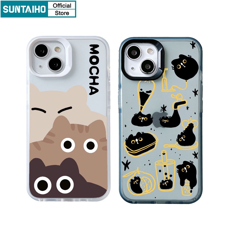 Suntaiho Funny Unique Cute Fluid Cat Pattern Frosted Phone Casing For