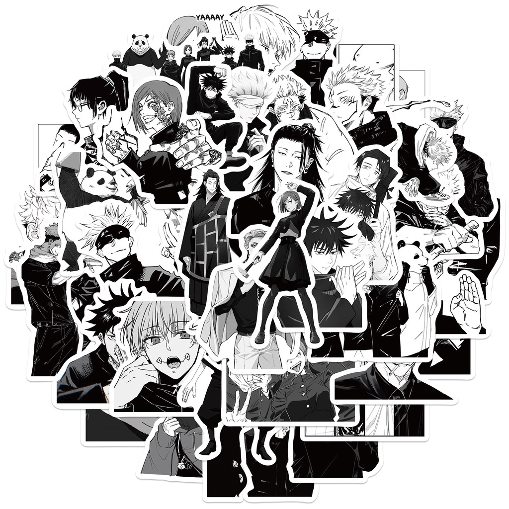 50PCS Black And White Anime Jujutsu Kaisen Season 2 Waterproof Graffiti