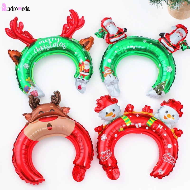 1Pc Christmas Inflatable Headband Aluminium Film Balloons Cartoon