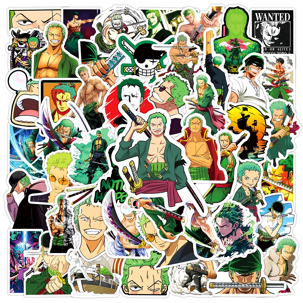 RORONOA ZORO ONE PIECE 50 Pcs DIY Waterproof Non Repeating Stickers