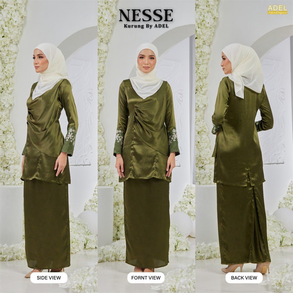 ADEL Nesse Plus Size Baju Kurung Moden Muslimah Dewasa Premium Satin