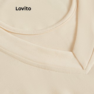 Lovito Casual Plain Fake In Sweatshirts For Women L Ed Apricot