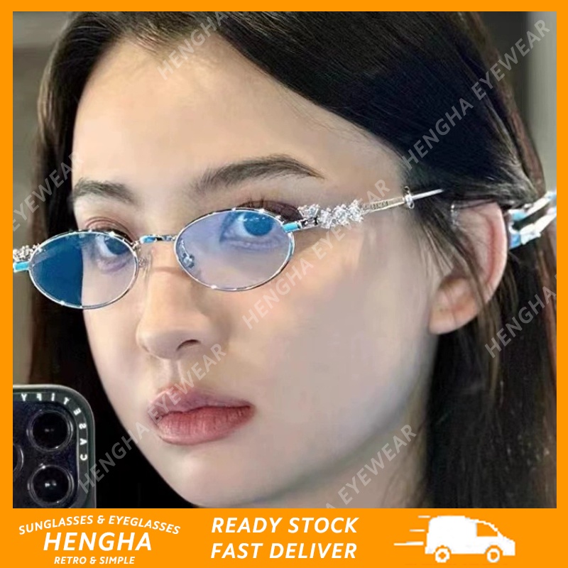 Hengha Dheygere Pierced Oval Metal Frame Anti Radiation Eyeglasses