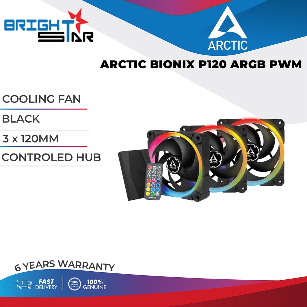 Arctic Bionix P120 ARGB PWM 120Mm Cooling Fan 3 Fan Pack ACFAN00156A