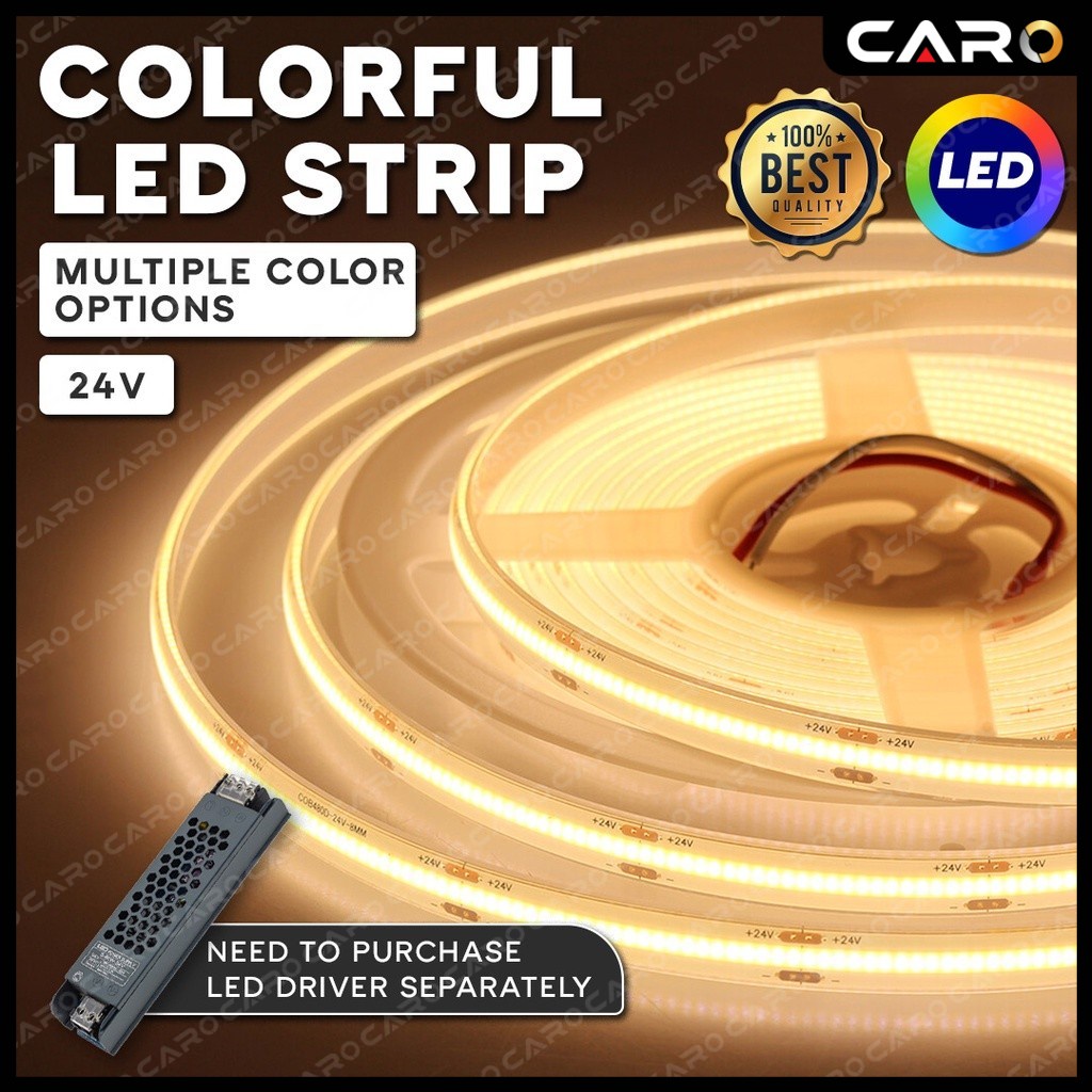 DC 24V 5M COB LED STRIP HIGH DENSITY 320LED M 8MM FLEXIBLE LED LIGHT