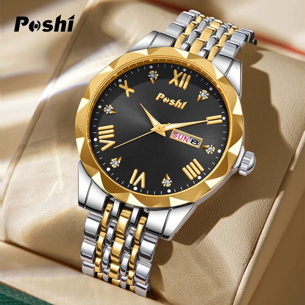 POSHI Men S Watch Genuine Original Stainless Steel Waterproof Business