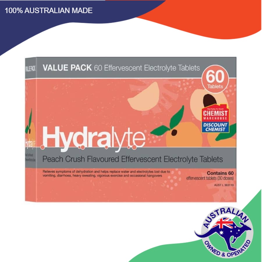 Hydralyte Electrolyte Effervescent Peach Tablets Exclusive Size