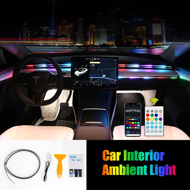 Car LED Ambient Light Acrylic Strips Full Colors RGB 5V 12V USB Auto