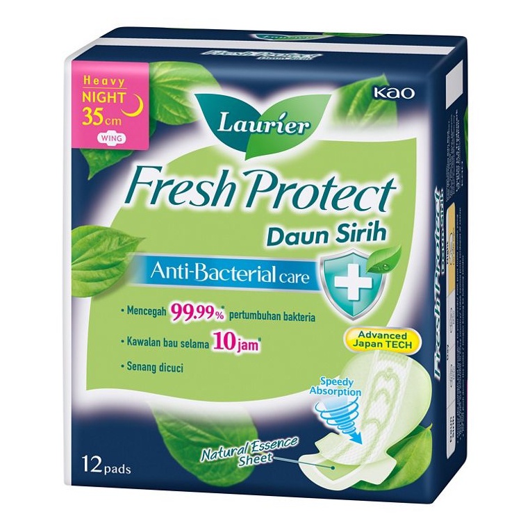 Laurier Fresh Protect Daun Sirih Anti Bacterial 35cm Night Wing 12