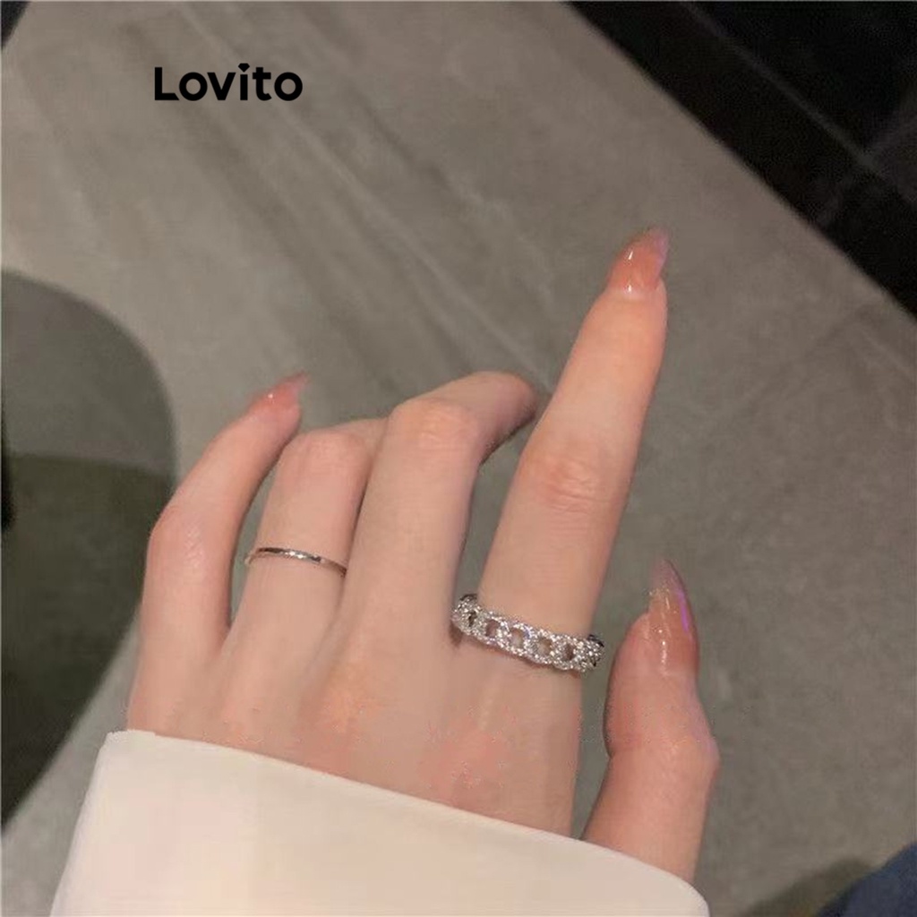 Lovito Casual Plain Metal Rings For Women Lna Silver Shopee