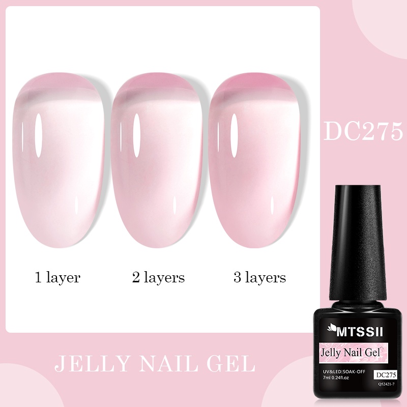 Mtssii Jelly Nail Gel Polish Transparent Summer Nude Milky Pink Semi