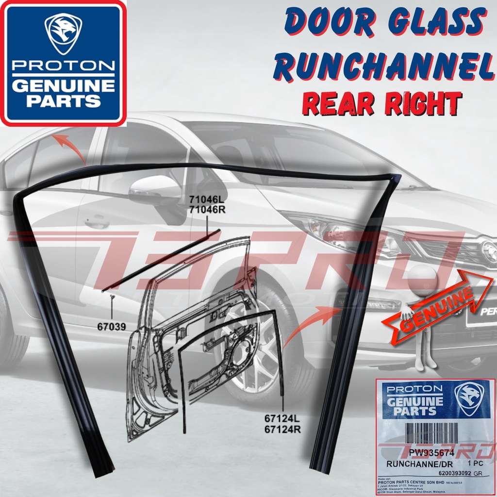 Proton New Persona Vvt Genuine Front Rear Door Glass Runchannel Rubber